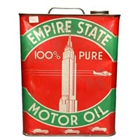 2 GALLON EMPIRE STATE MOTOR OIL CAN GREAT SHAPE