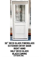 32" Deco Glass Fiberglass RH Exterior Entry Door