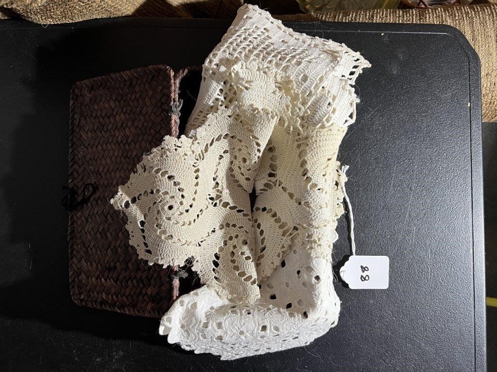Crocheted Runner and Vintage Basket