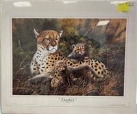 Y - CHEETAHS FAMILY UNFRAMED ART 25X19