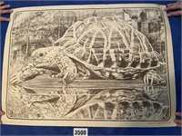 Turtle Lithograph By R.R. Dvorak of Eugene, OR