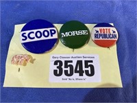 Campaign Pins, Scoop, Morse, Vote Republican,