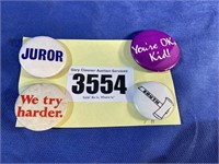 Pins, Juror, We Try Harder, You're Ok, Kid!,