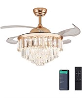 36" Dimmable Gold Fandelier Crystal LED light