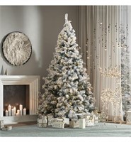 Pre-lit flocked Christmas tree 7.5ft