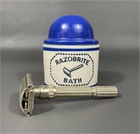 Razobrite Stoneware Bath Shaving Crock & Razor