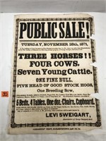 1871 Public Sale Poster, Chronicle Print