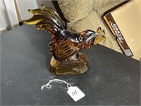 L E Smith Amber Glass Fighting Rooster