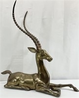 Large Brass Gazelle Statue