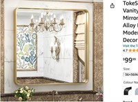 TokeShimi 36x36 Inch Gold Bathroom Vanity Mirror