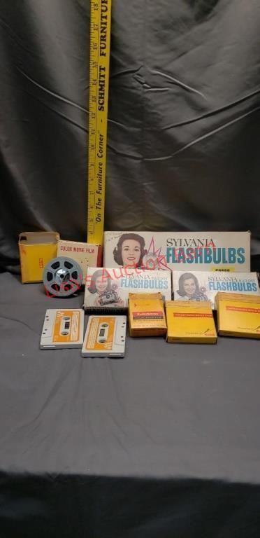 Vintage  Flashbulbs and Reels.