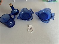 Hazel Atlas Cobalt Blue Fish Dishes and Misc