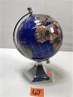 MCM Gemstone Desk Globe w/ Silver Base (7"H)