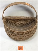 Vintage Half-Moon Wicker Basket