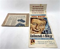 1953 John Wayne Poster & Newspaper