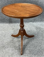 Petite Walnut Accent Pedestal Table