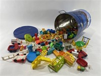 Tin Full of VTG Fisher Price Toys