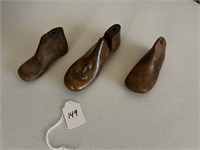 3 Vintage Wooden Shoe Molds