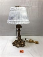 Brass Lamp w/ Reverse Painted Milk Glass Shade
