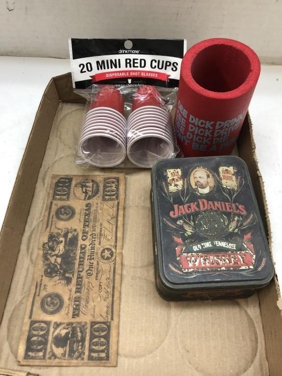 Civil War Money, Jack Daniel’s Tin, etc.