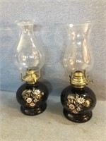 Two Stunning Oil Lamps (With Oil) Black With
