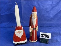 Santa Candle & Wood Santa Pair, 8'T
