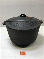 Primitive Cast Iron Tripod Cauldron w/ Handle and