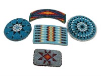 Vintage Hand Beaded Native American Pins, Belt