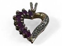 Sterling Silver Ruby & Diamond Heart pendent