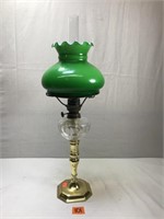 MCM Baldwin Student Brass Oil Lamp w/ Glass Shade