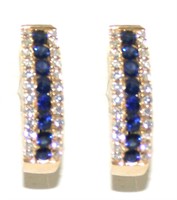3.27 Ct Diamond & Sapphire 5 Gram 14K Earring