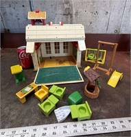 Vtg. Fisher Price Schoolhouse w/Lots of Extras