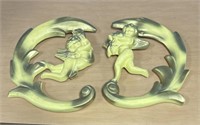 TWO 9X12 DECOR CHALKWARE CHERUBS