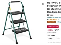 HBTower 3 Step Ladder, Folding Step Stool