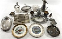 Silver Plated Trays, Pitcher, & Decorative Plates