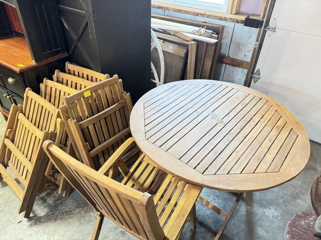 Wooden Folding OutDoor Table & 6 Chairs