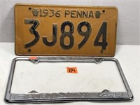 1936 Pennsylvania Vehicle License Plate, 3J894