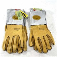 (2) NEW Caiman Leather Work Gloves