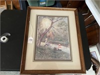 R. Adair "Boys Fishing" Framed and Matted Print