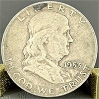 1953D Ben Franklin Silver Half Dollar (90%)