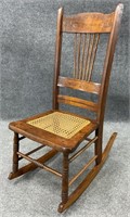 Antique Cane Bottom Rocking Chair