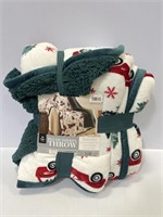 Plush Sherpa holiday throw blanket