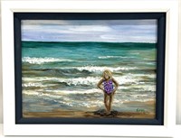 Original Beach Scene Oil on Canvas Painting