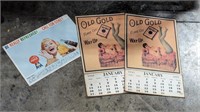 2 Old Gold Cigarette Calendars Coca Cola