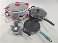 Pioneer Woman Crock Pot & (3) Pots/Pans