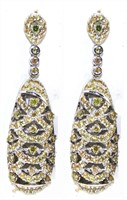 6.42 Ct Diamond  Sapphire 24.5 Gram 14K Earring