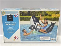 Inflatable ride on orca whale float for pool