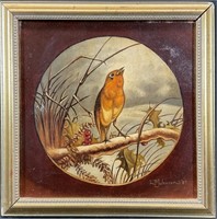 Signed Original Bird Nature Scene Painting
