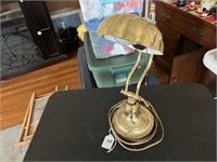 Vintage Brass Clam Shell Goose Neck Desk Lamp