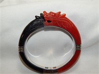 Chinese Dragon Bracelet Sterling, Onyx & Carnelian
